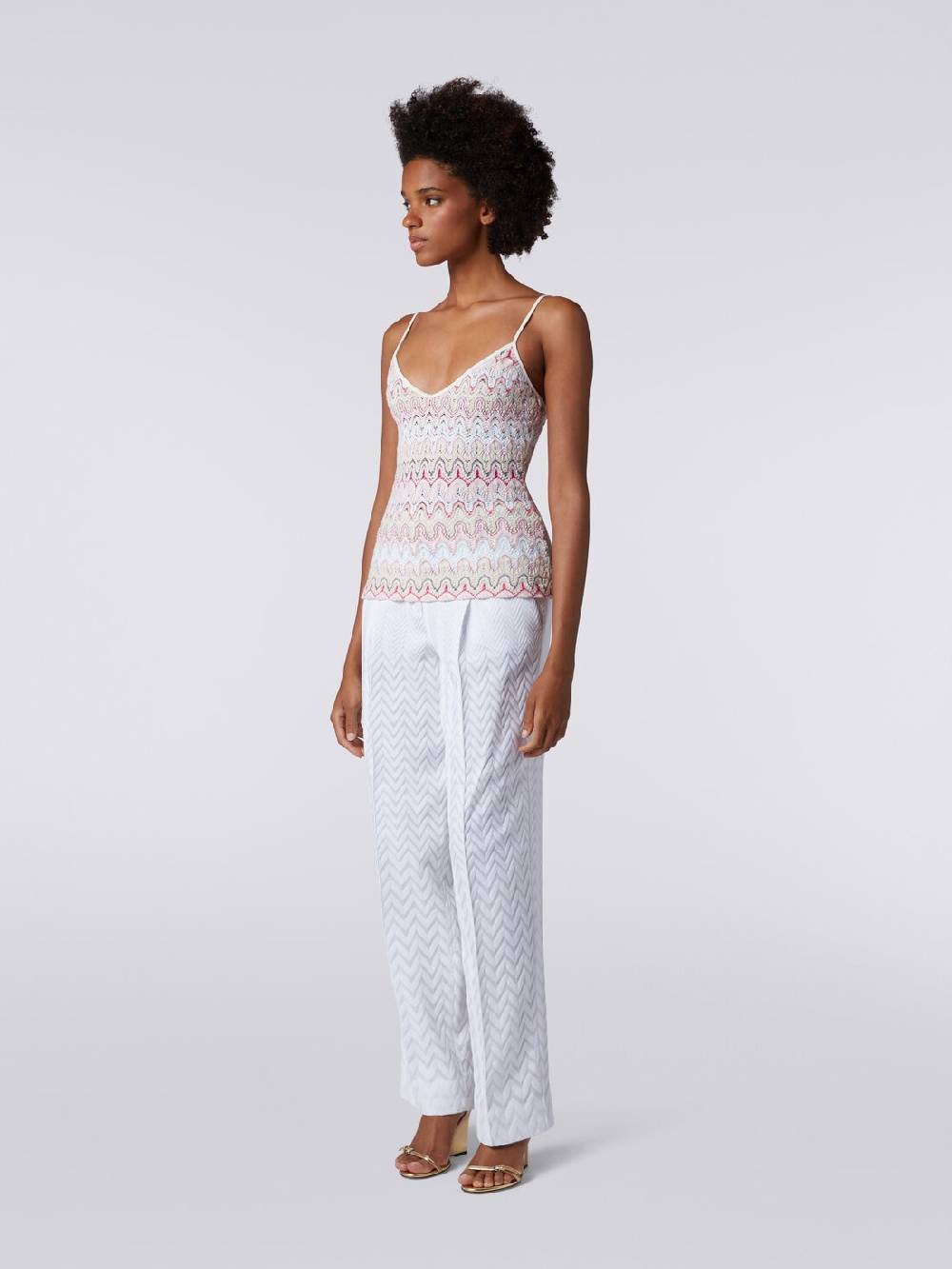 Missoni Top con scollatura a V e spalline in misto viscosa a onde effetto pizzo Saldi Di Fabbrica