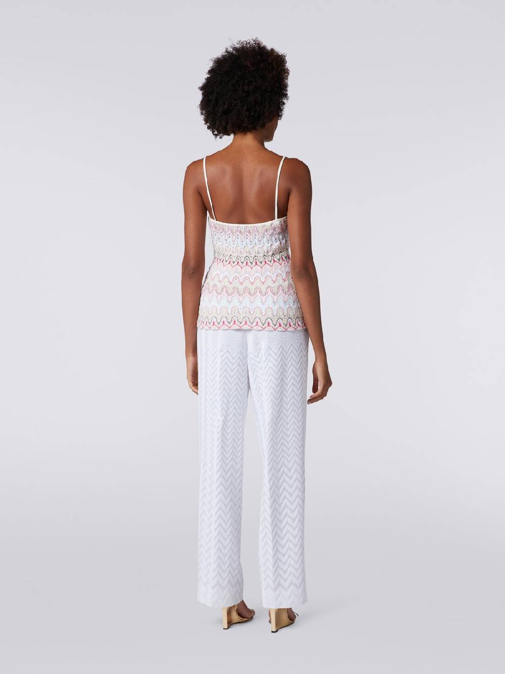 Missoni Top con scollatura a V e spalline in misto viscosa a onde effetto pizzo Saldi Di Fabbrica