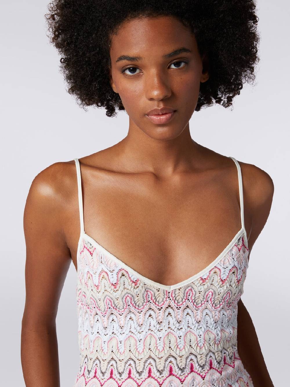 Missoni Top con scollatura a V e spalline in misto viscosa a onde effetto pizzo Saldi Di Fabbrica