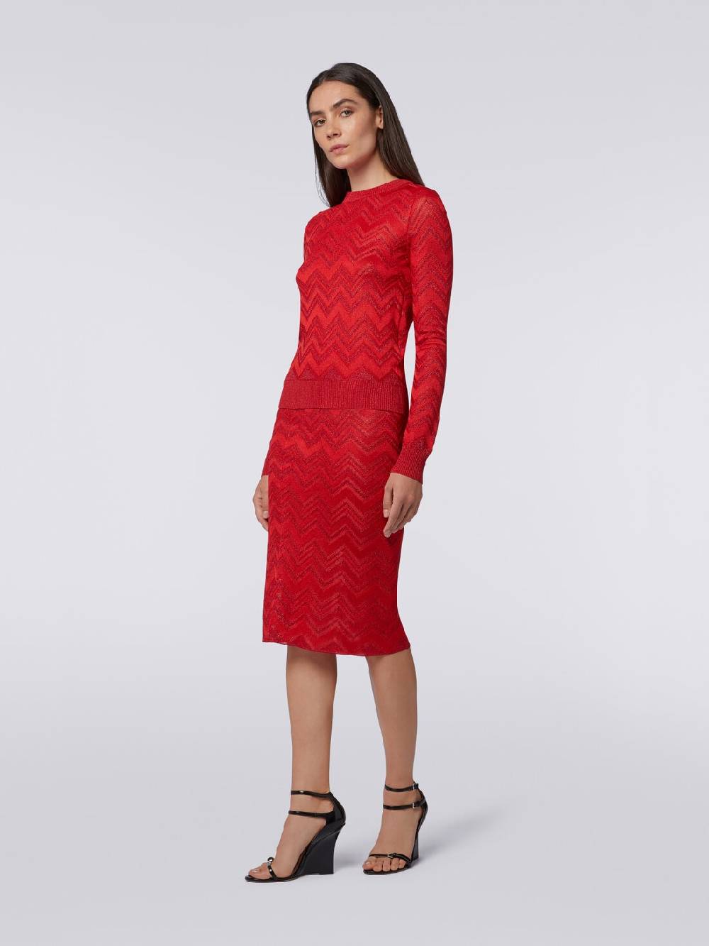Missoni Gonna longuette in maglia zig zag con lurex 2025