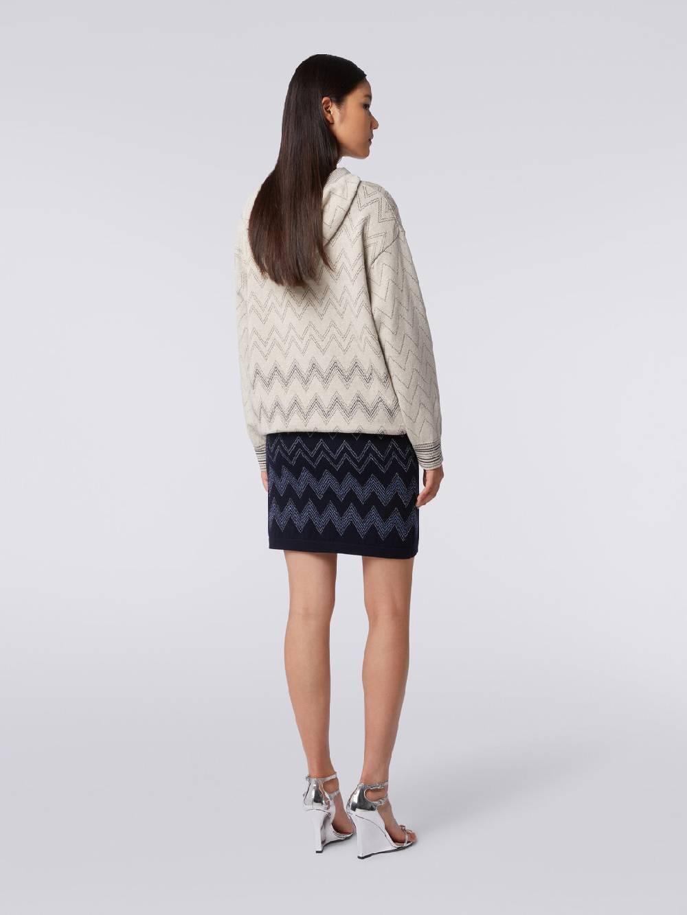Missoni Minigonna in lana e viscosa zig zag con lurex Italy