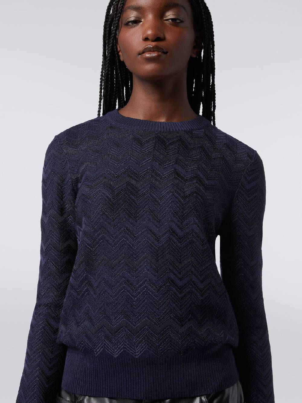 Missoni Pullover girocollo in viscosa e lana chevron Italia