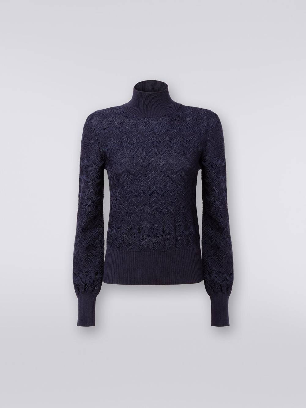 Missoni Pullover a collo alto in viscosa e lana chevron 2025