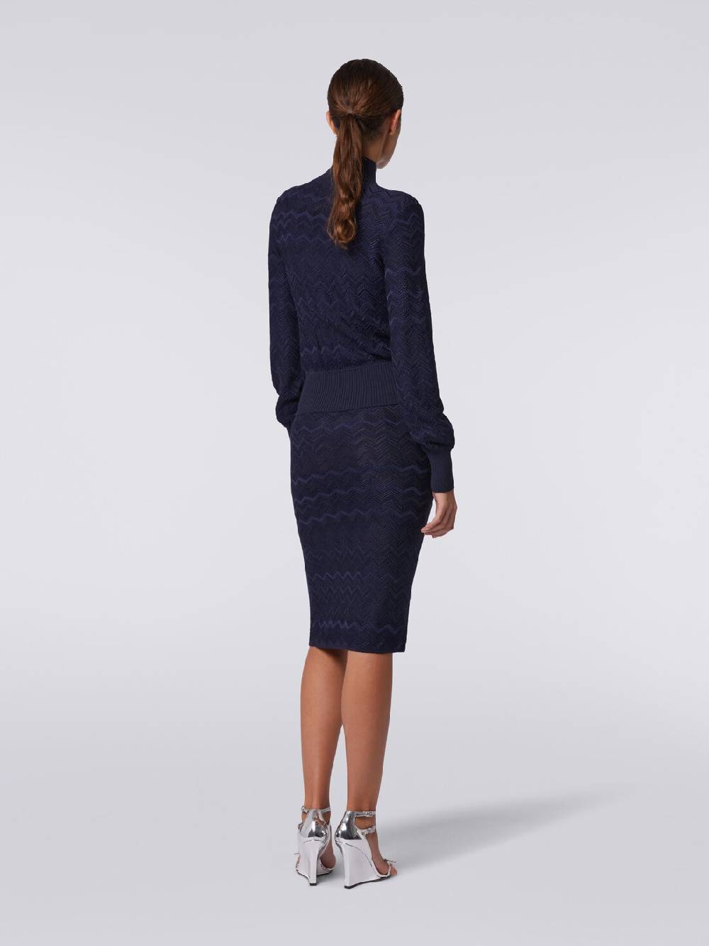 Missoni Pullover a collo alto in viscosa e lana chevron 2025