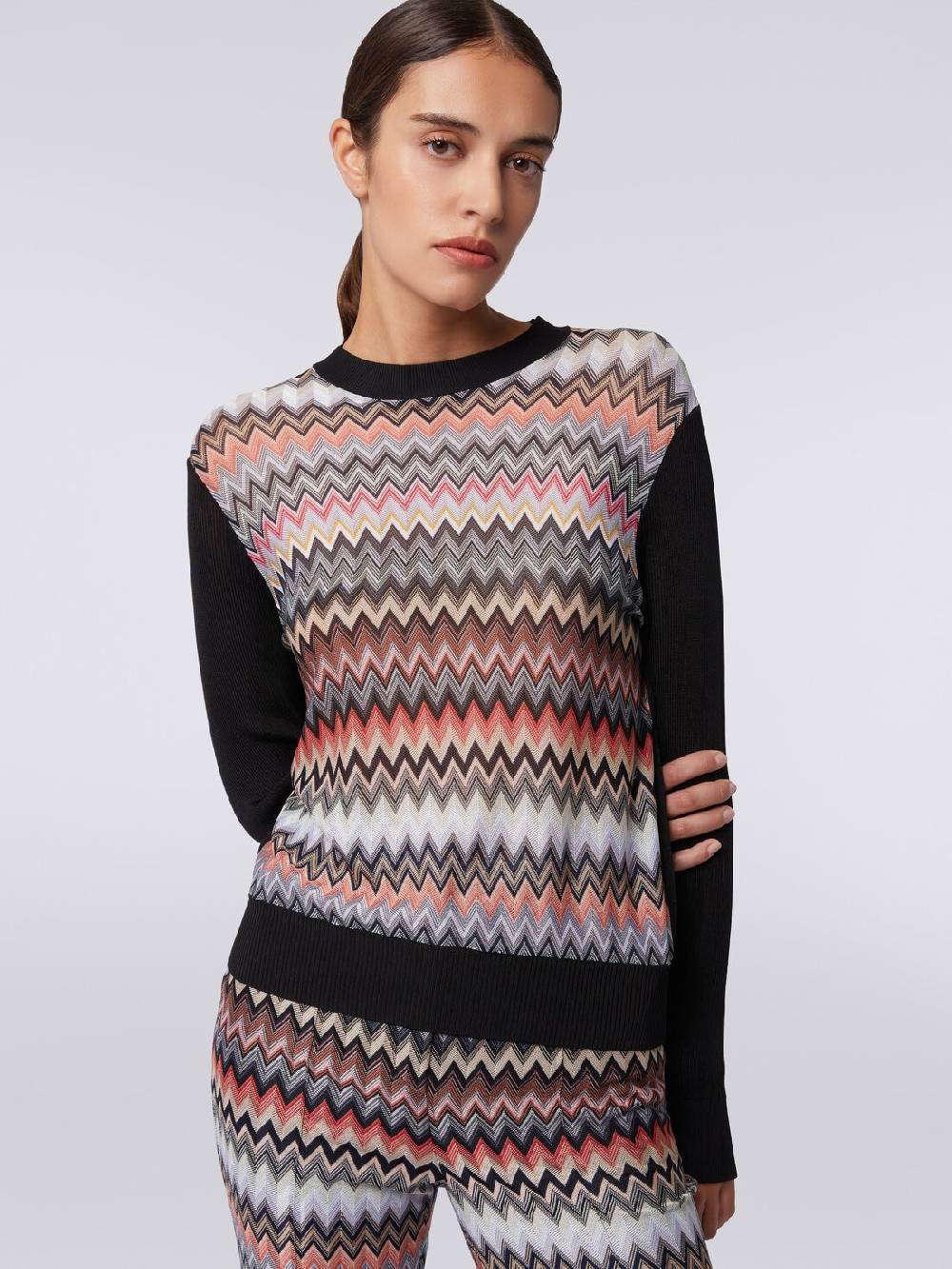 Missoni Pullover girocollo in viscosa zig zag Acquista Ora