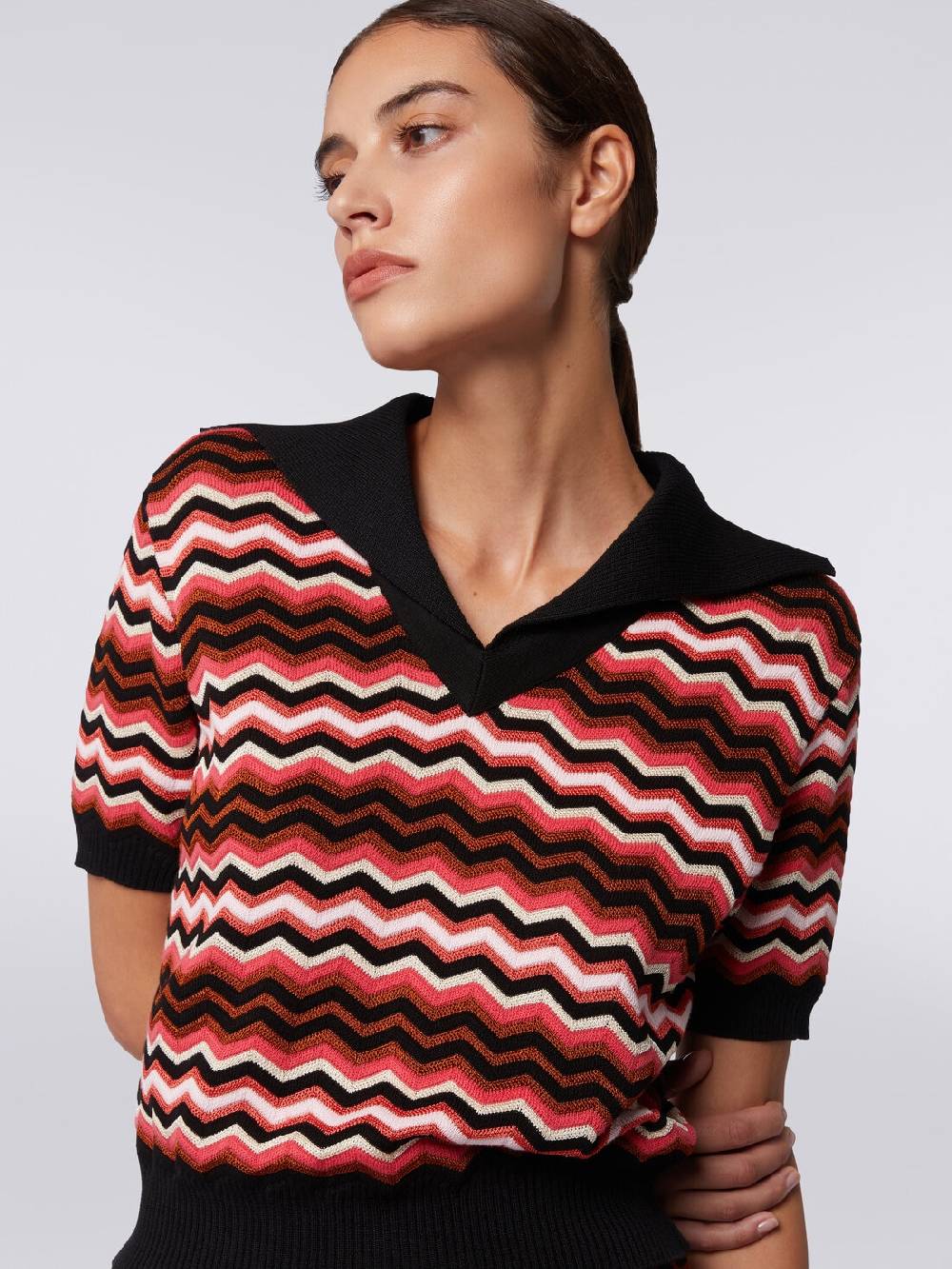Missoni Maglia a maniche corte chevron con profili a contrasto Fino Al -60%