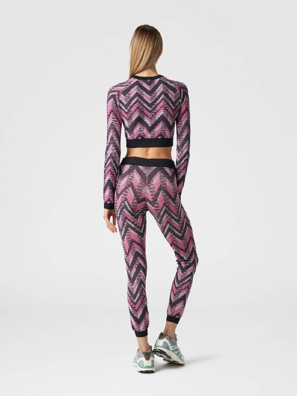 Missoni Crop top a maniche lunghe in maglia chevron con logo Shopping Online