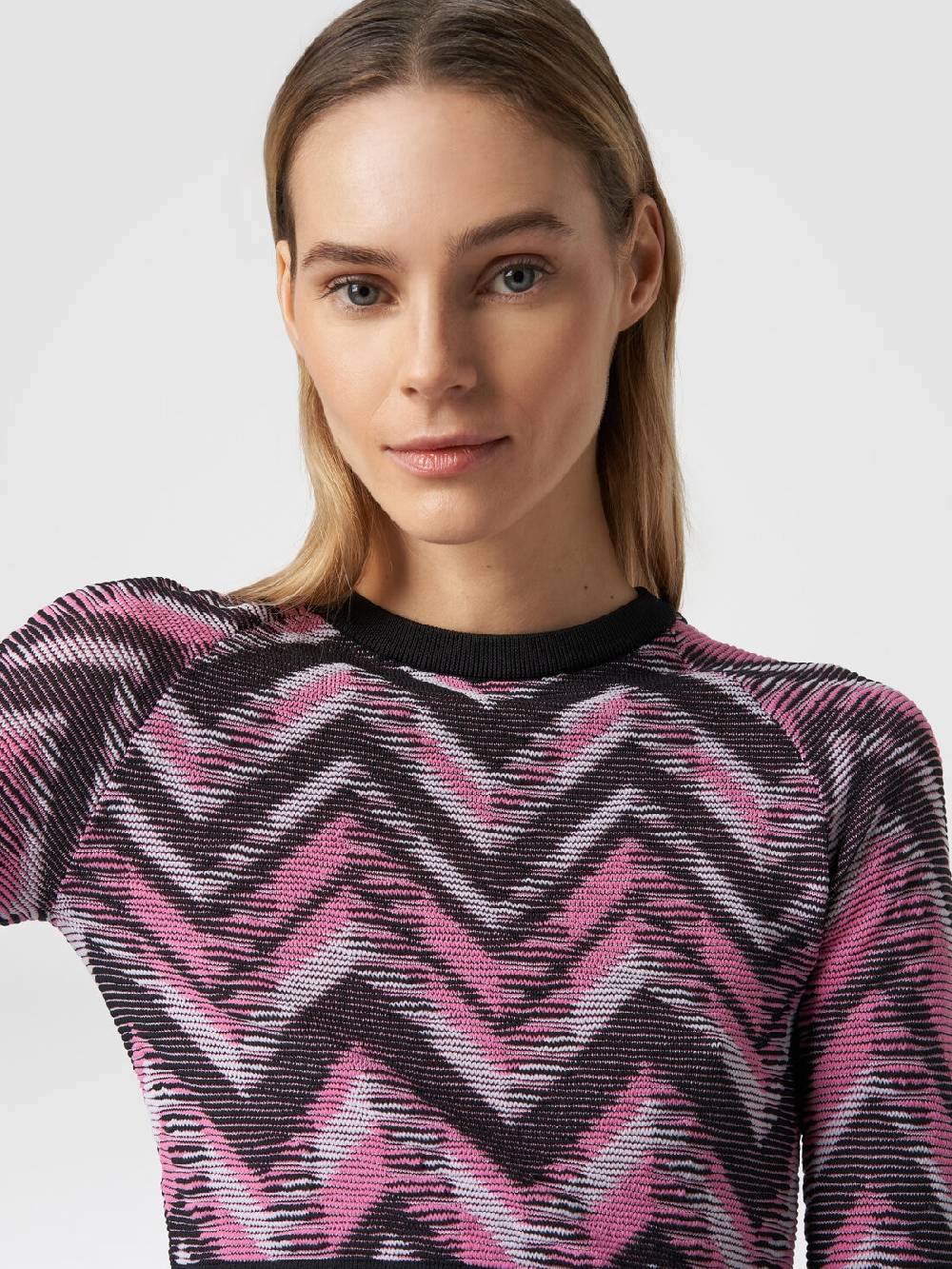 Missoni Crop top a maniche lunghe in maglia chevron con logo Shopping Online