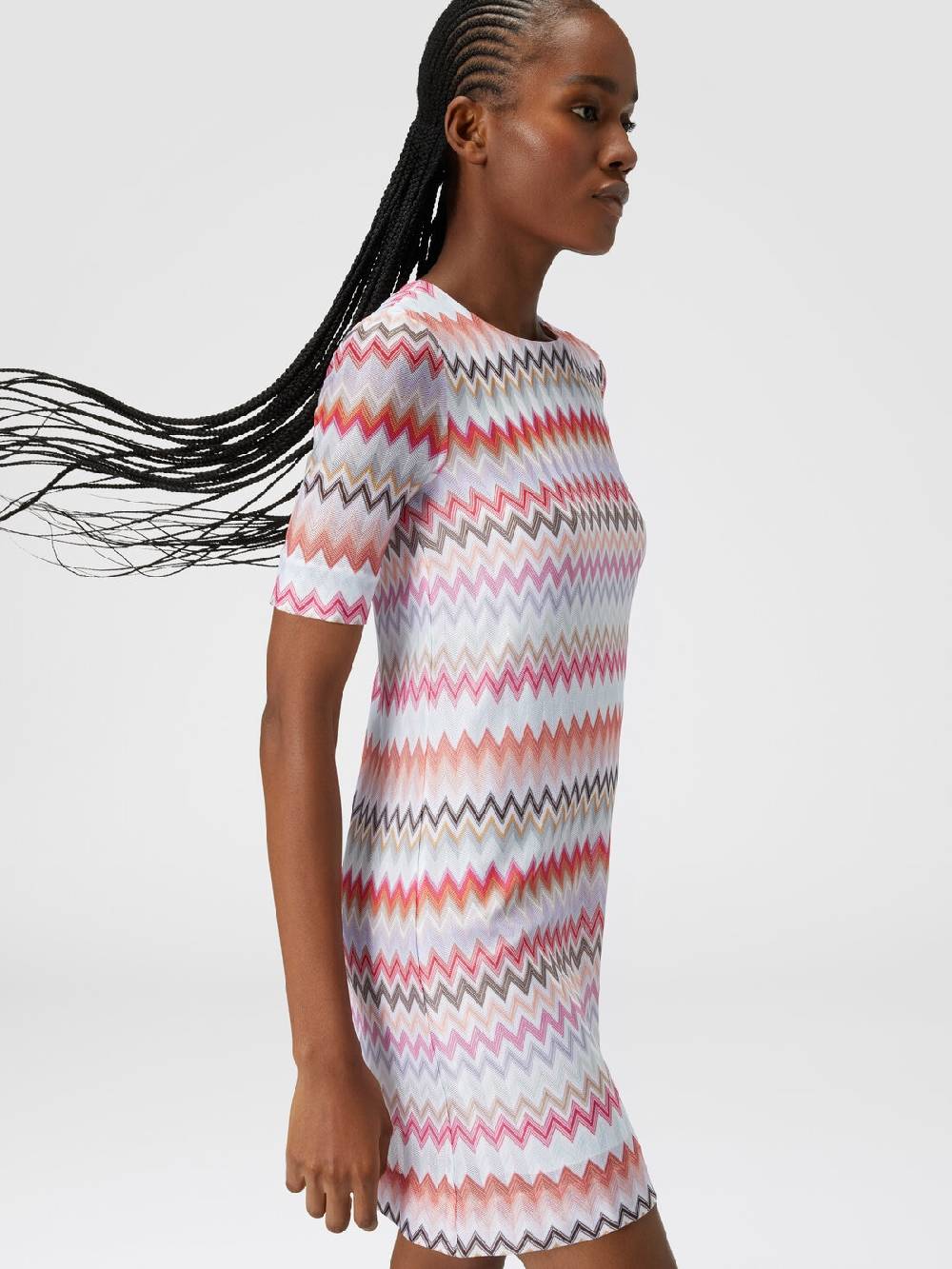 Missoni Abito a maniche corte in cotone e viscosa zig zag Prezzo Ridotto