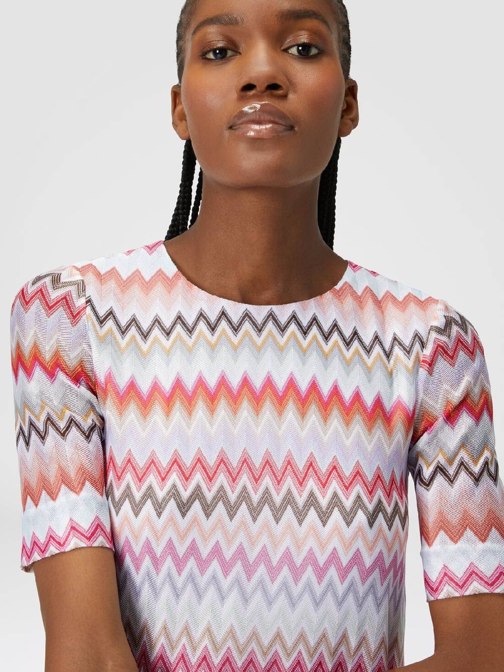 Missoni Abito a maniche corte in cotone e viscosa zig zag Prezzo Ridotto