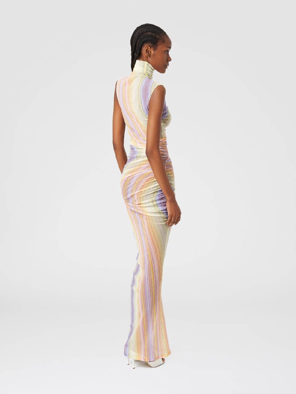 Missoni Abito lungo a collo alto in tulle con arricciature laterali Novità