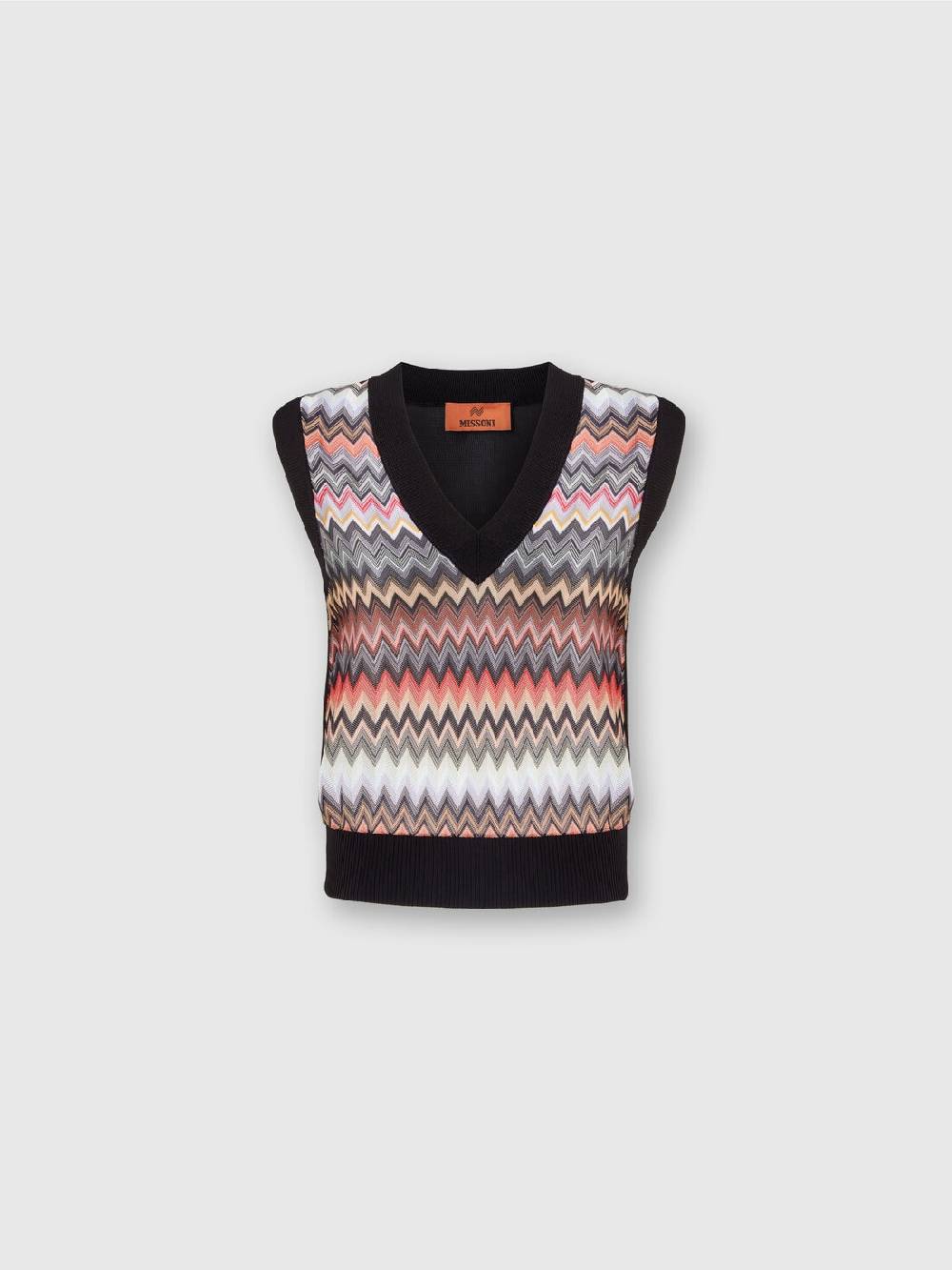 Missoni Gilet in maglia di viscosa zig zag con profili a contrasto Sconto