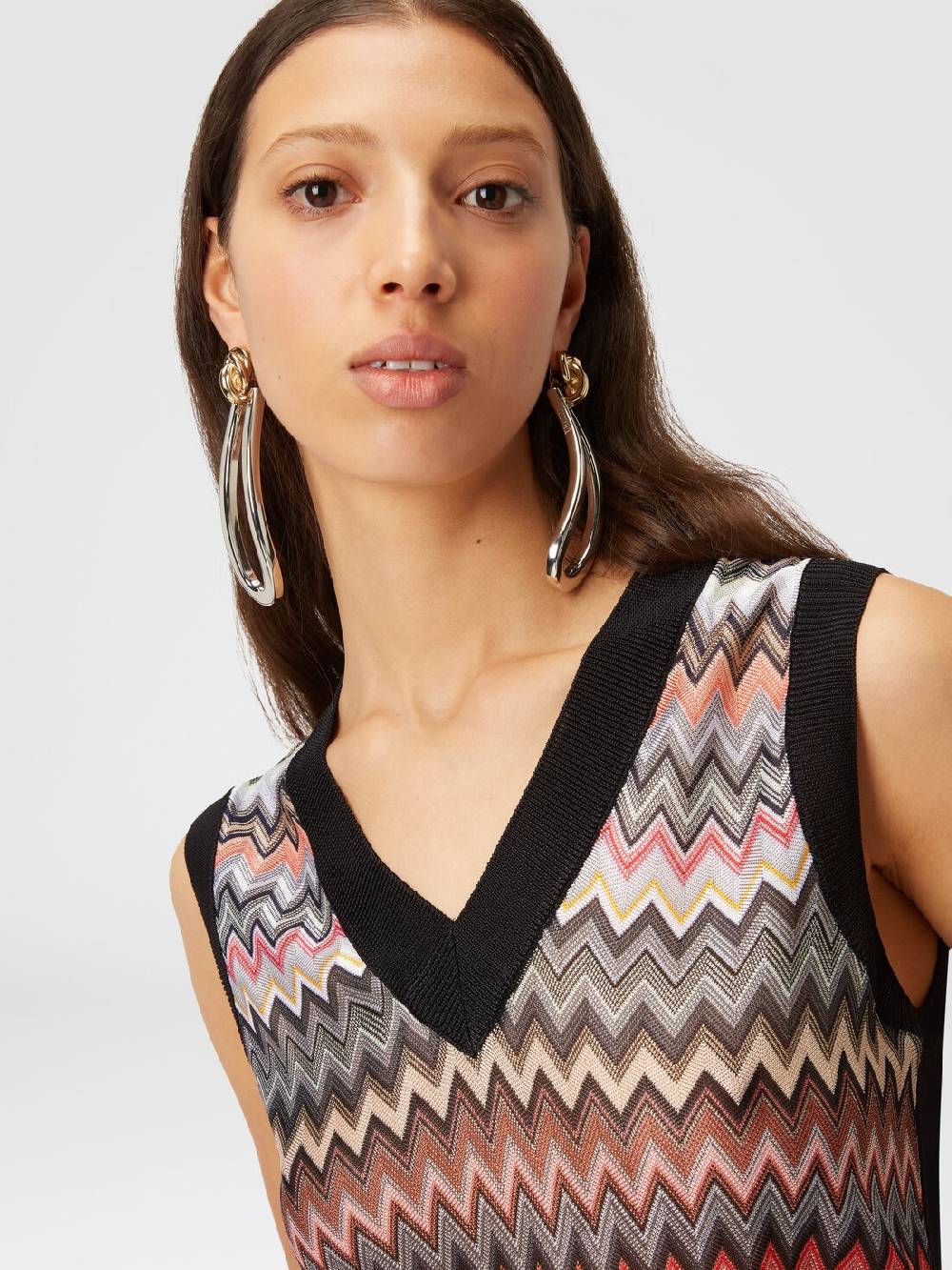 Missoni Gilet in maglia di viscosa zig zag con profili a contrasto Sconto
