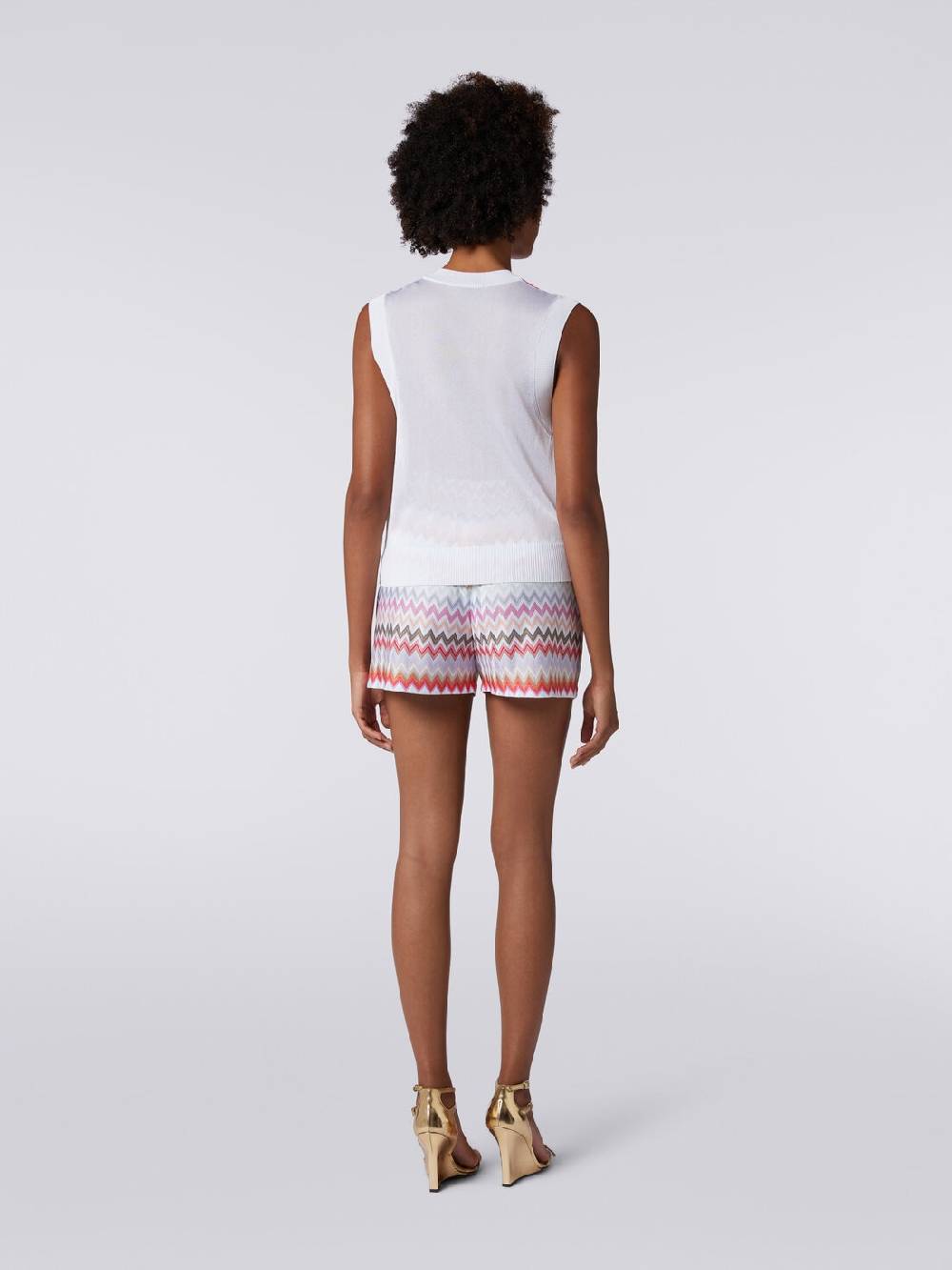 Missoni Gilet in maglia di viscosa zig zag con profili a contrasto In Vendita