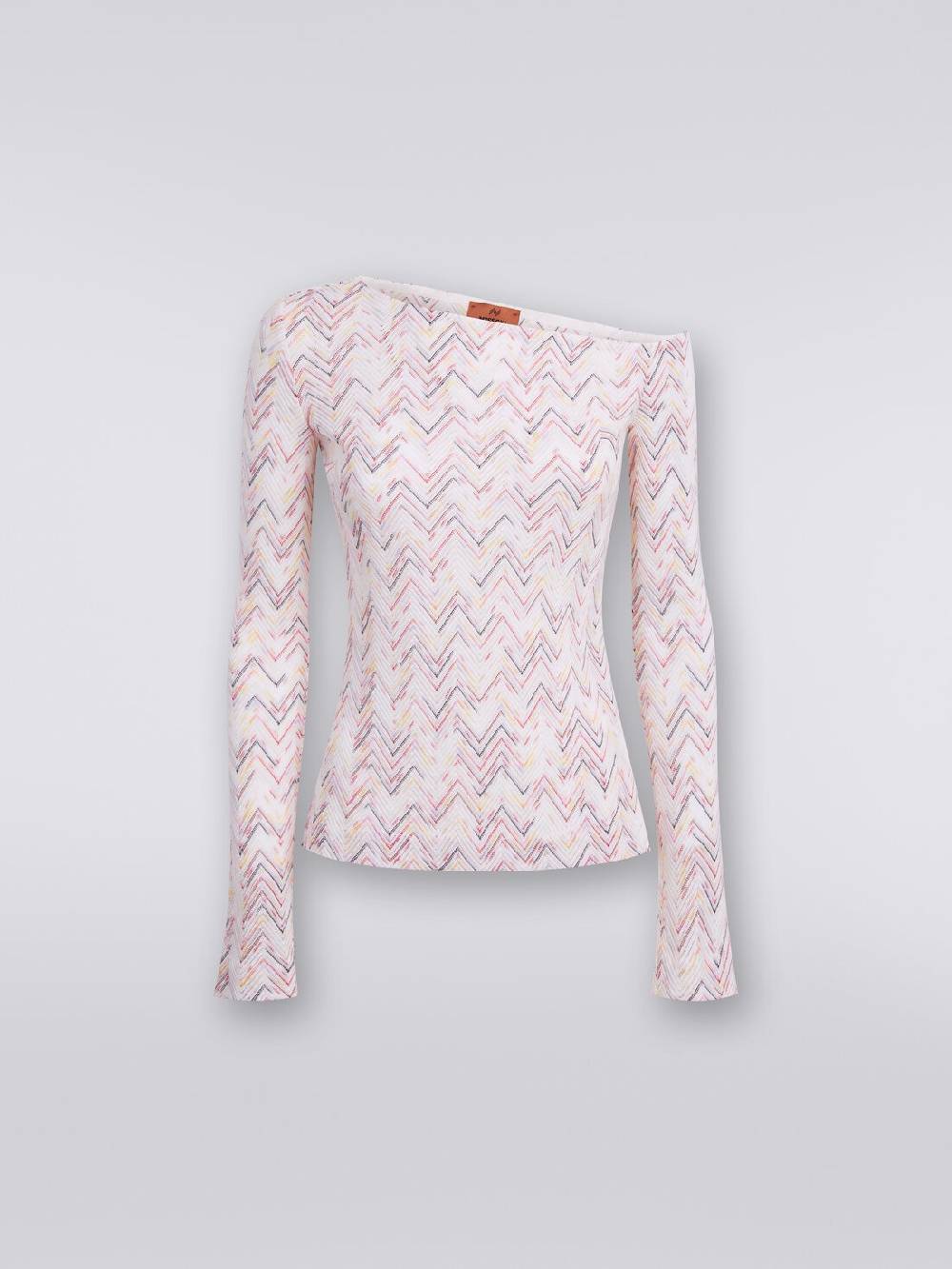 Missoni Pullover in lana e viscosa chevron con scollatura asimmetrica Saldi