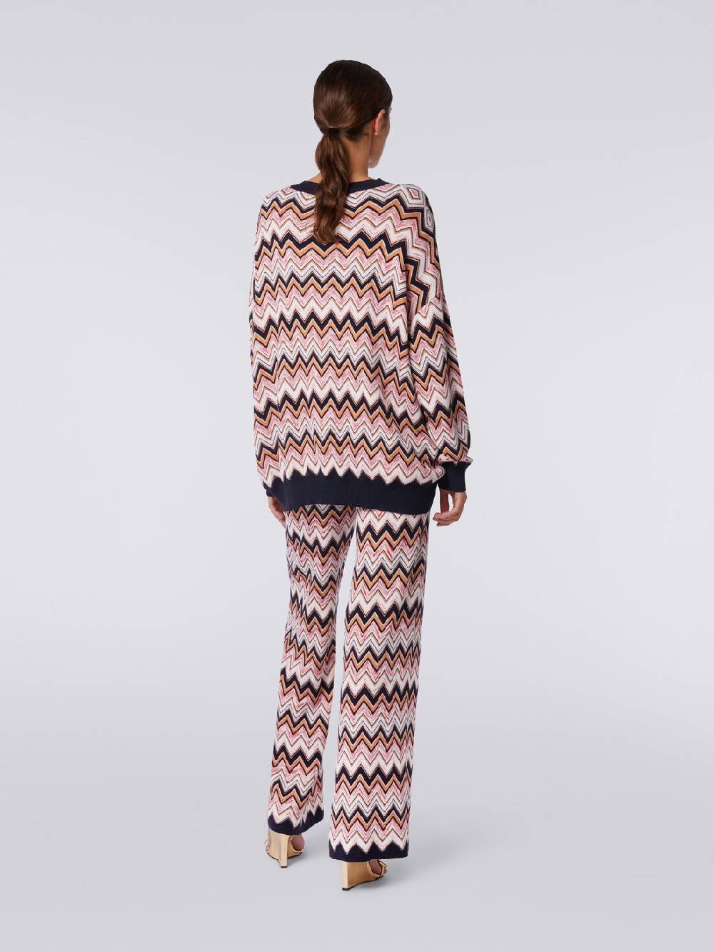 Missoni Pantaloni a palazzo in lana e viscosa chevron Italy