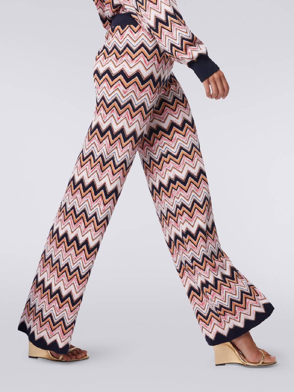 Missoni Pantaloni a palazzo in lana e viscosa chevron Italy