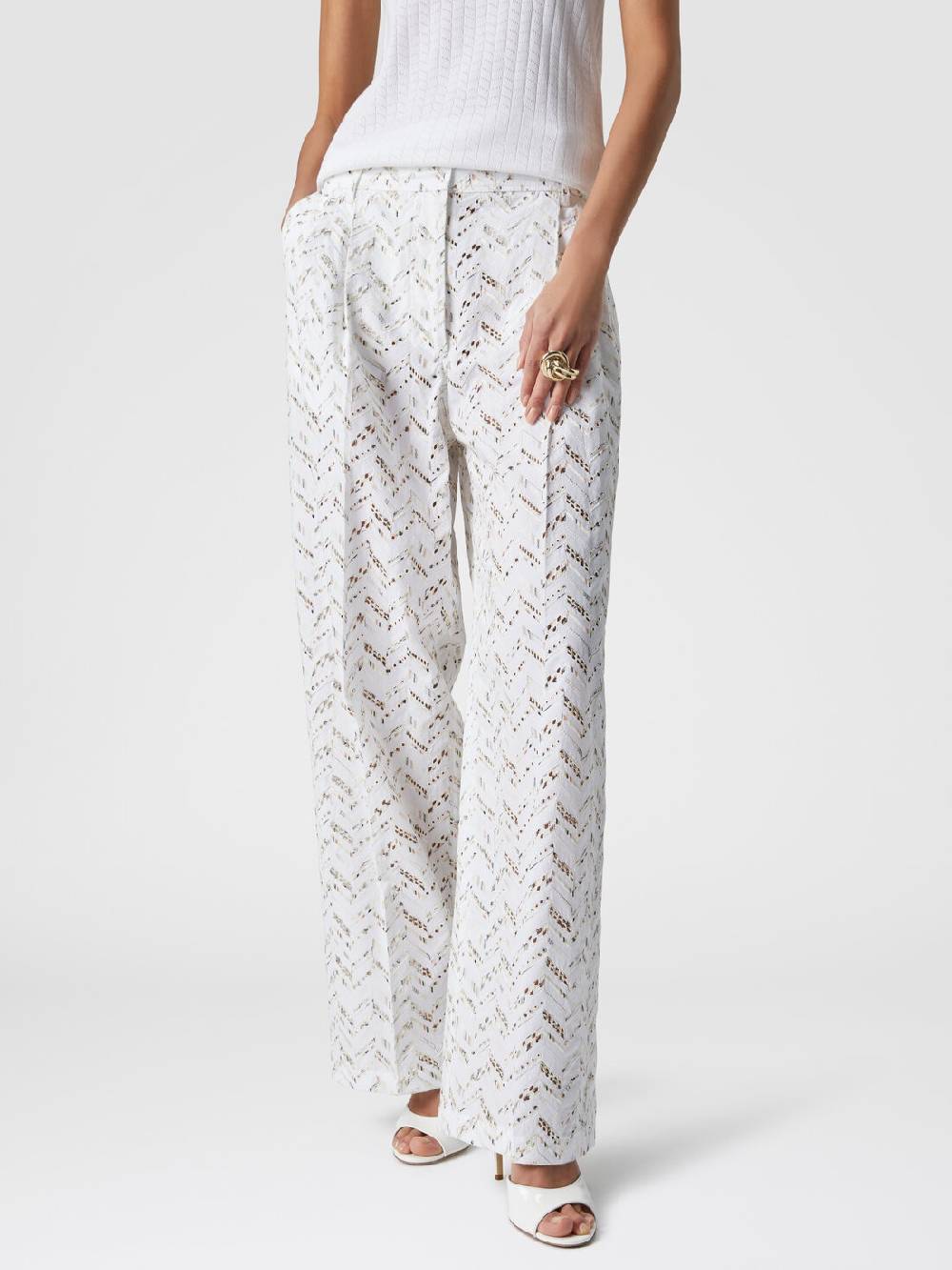 Missoni Pantaloni in popeline di cotone con pizzo sangallo Saldi Di Fabbrica