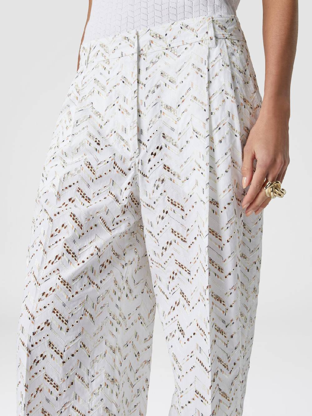 Missoni Pantaloni in popeline di cotone con pizzo sangallo Saldi Di Fabbrica