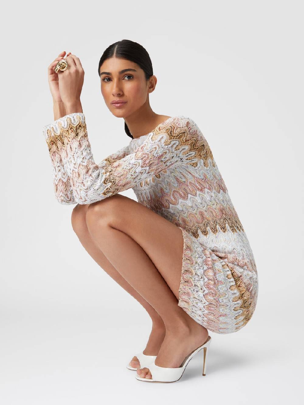 Missoni Mini-abito a maniche lunghe in misto viscosa motivo a onde Negozio