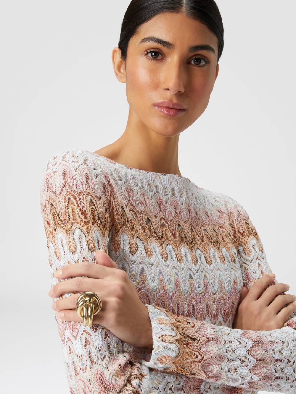 Missoni Mini-abito a maniche lunghe in misto viscosa motivo a onde Negozio