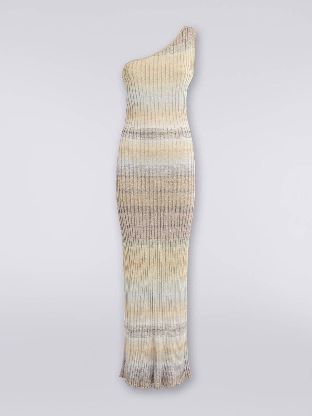 Missoni Abito lungo monospalla a costine con lurex In Saldo