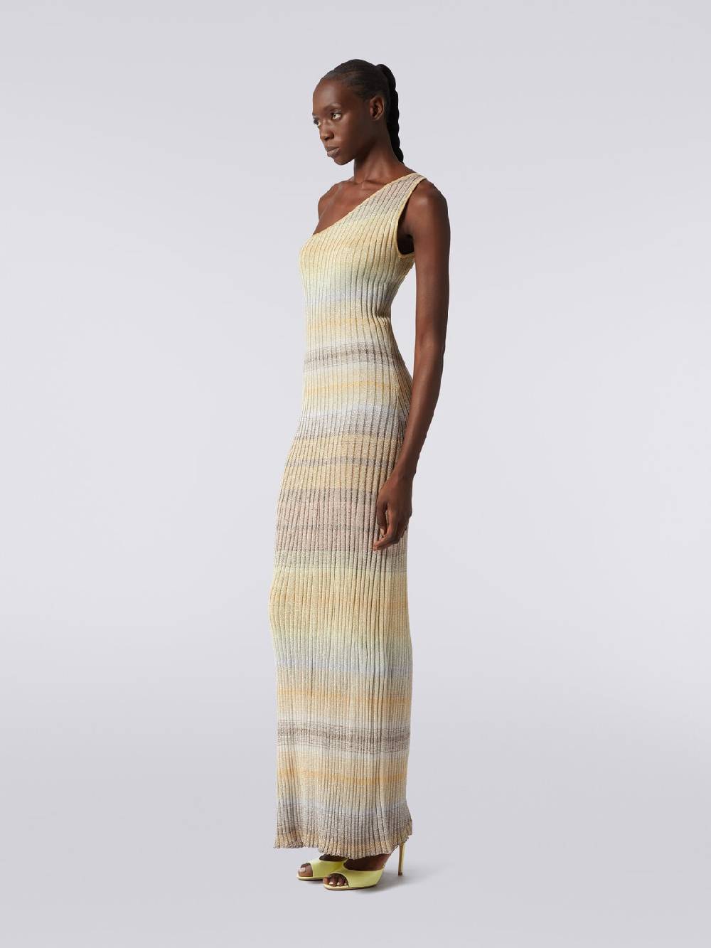 Missoni Abito lungo monospalla a costine con lurex In Saldo