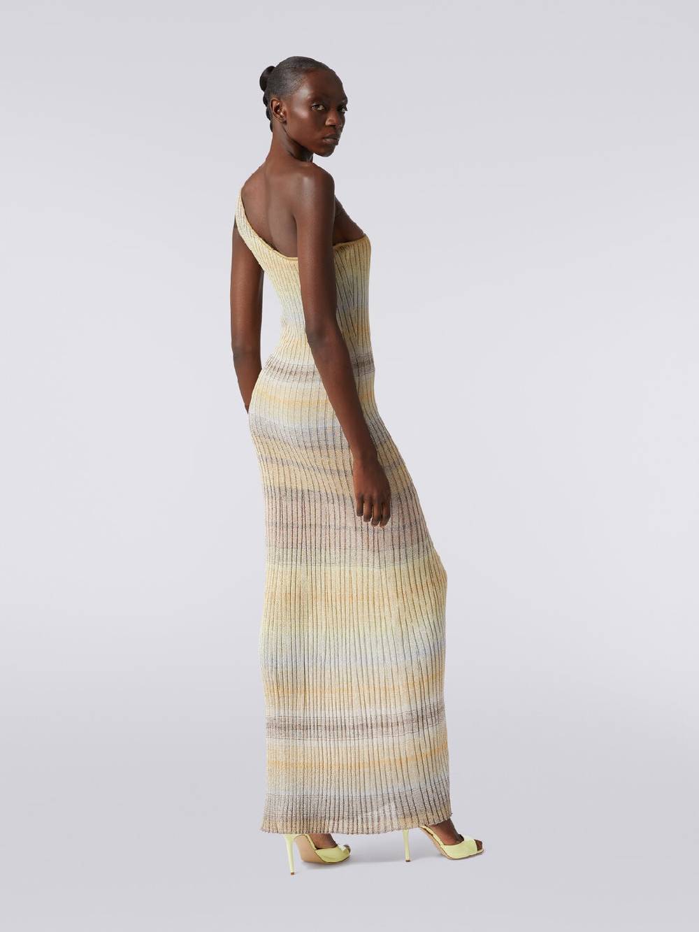 Missoni Abito lungo monospalla a costine con lurex In Saldo