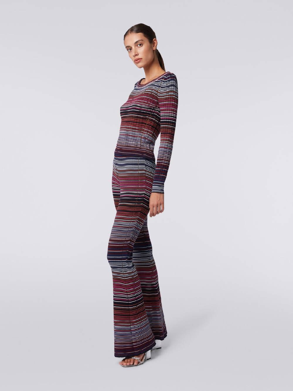 Missoni Pantaloni flare in maglia di cotone e viscosa a righe Moda