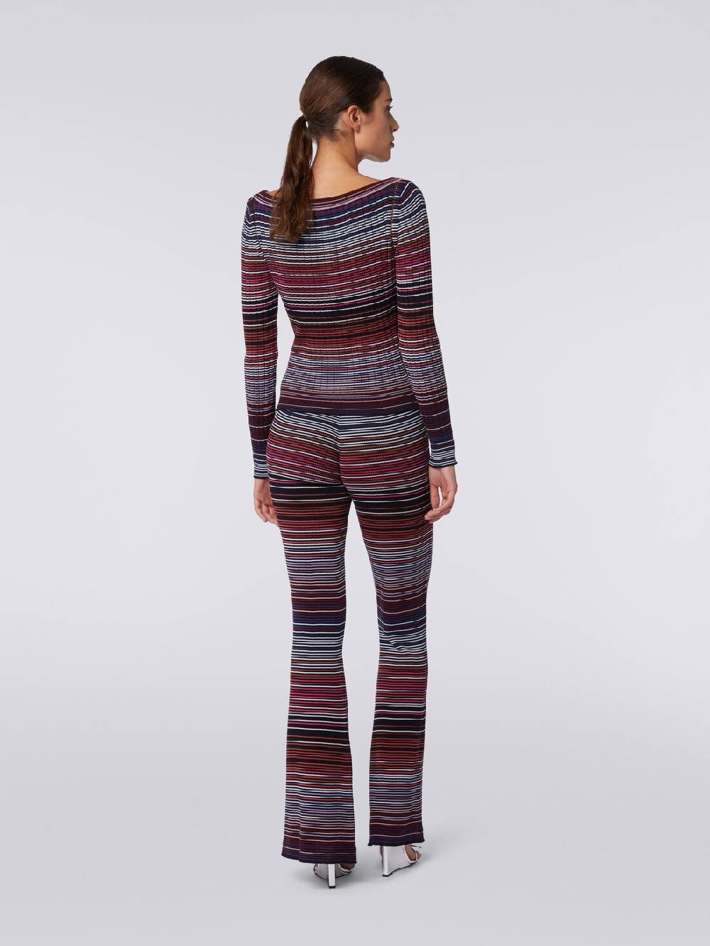 Missoni Pantaloni flare in maglia di cotone e viscosa a righe Moda