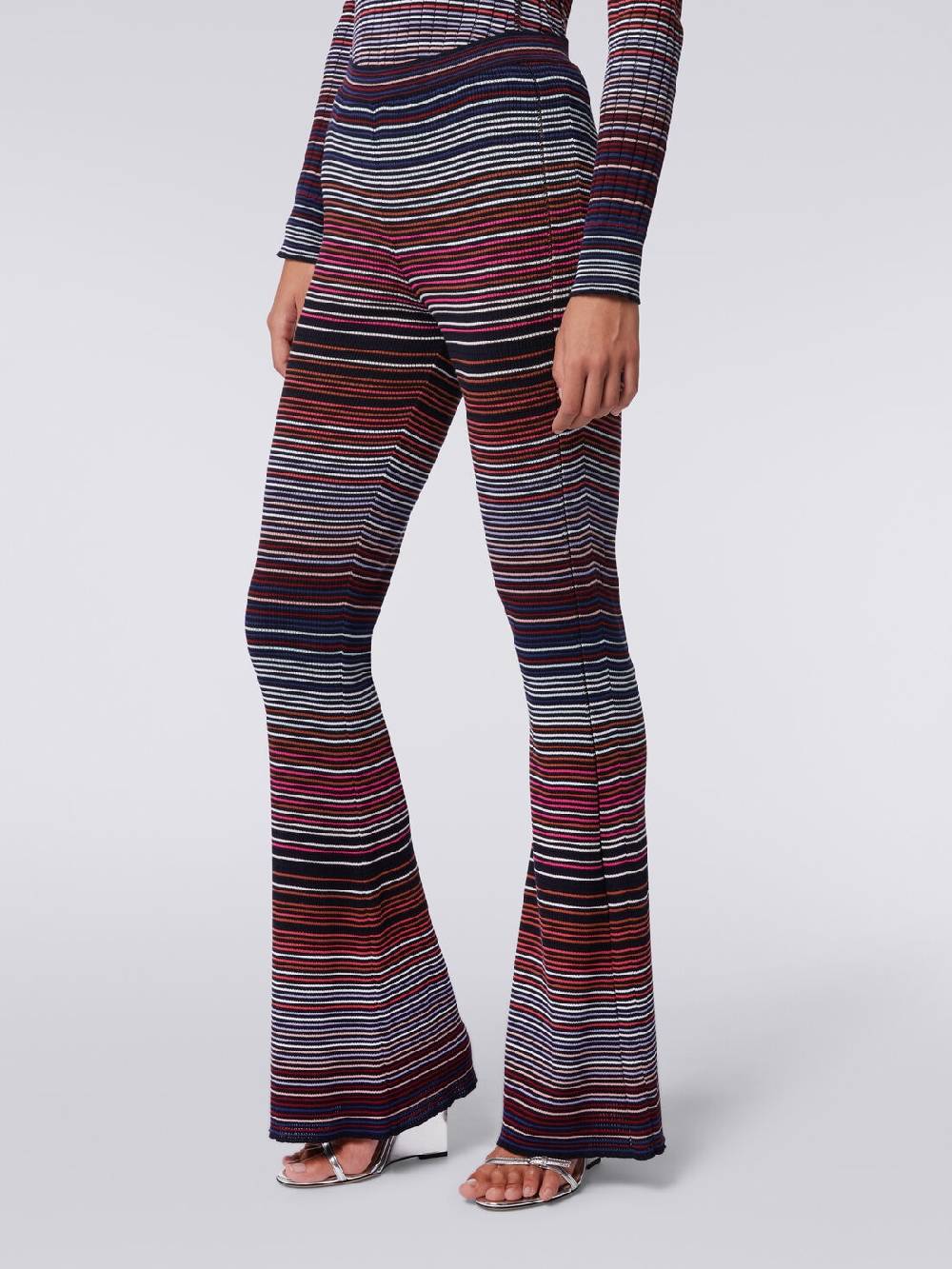 Missoni Pantaloni flare in maglia di cotone e viscosa a righe Moda