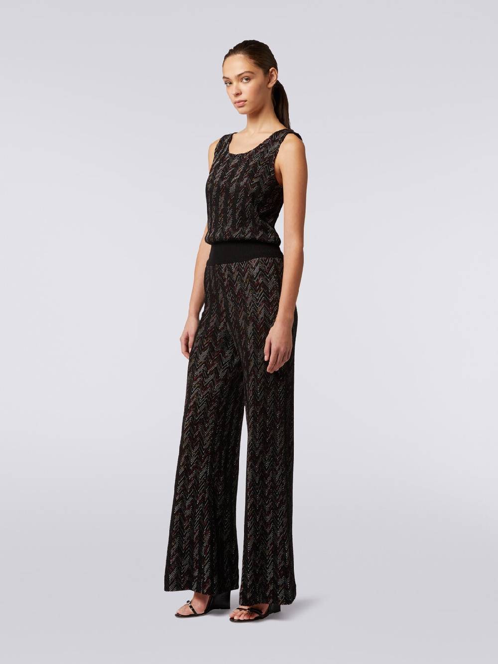 Missoni Pantaloni a palazzo in lana e viscosa zig zag Promozione