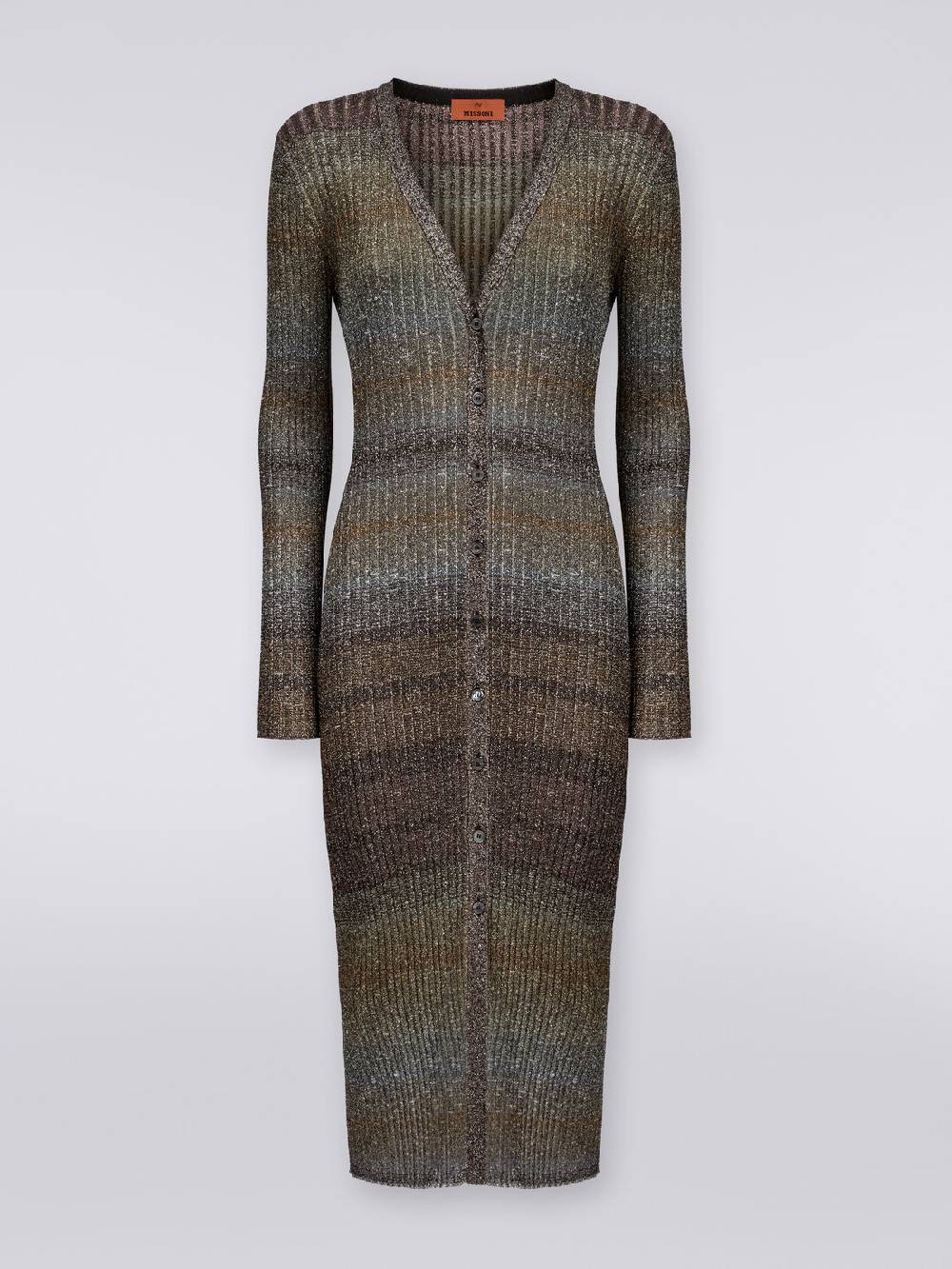 Missoni Cardigan lungo in viscosa a costine con lurex Offerta