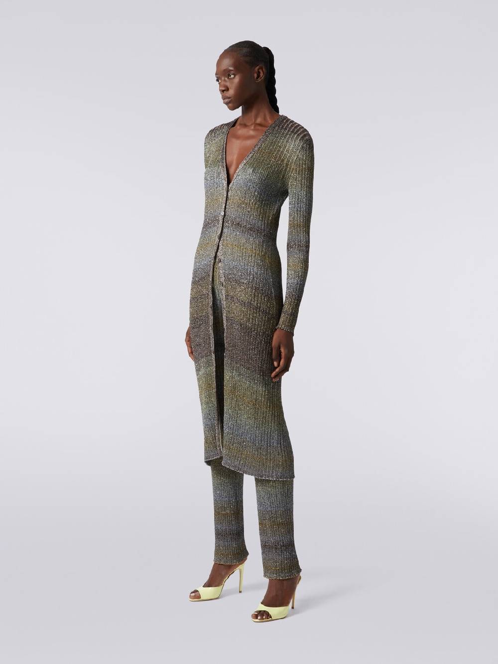 Missoni Cardigan lungo in viscosa a costine con lurex Offerta
