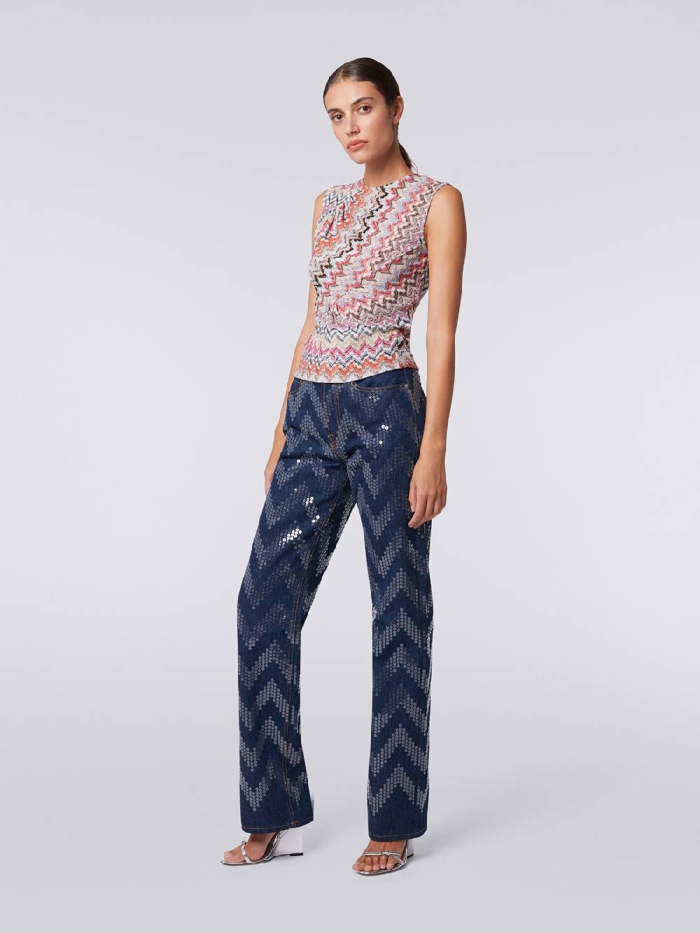 Missoni Canottiera girocollo zig zag con arricciature Online