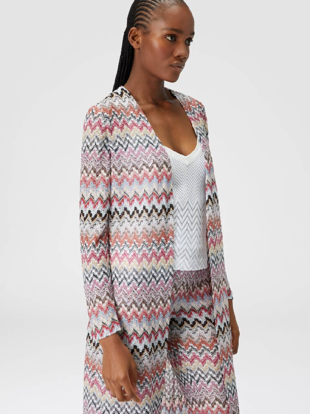 Missoni Cardigan lungo in maglia lamé zig zag In Vendita