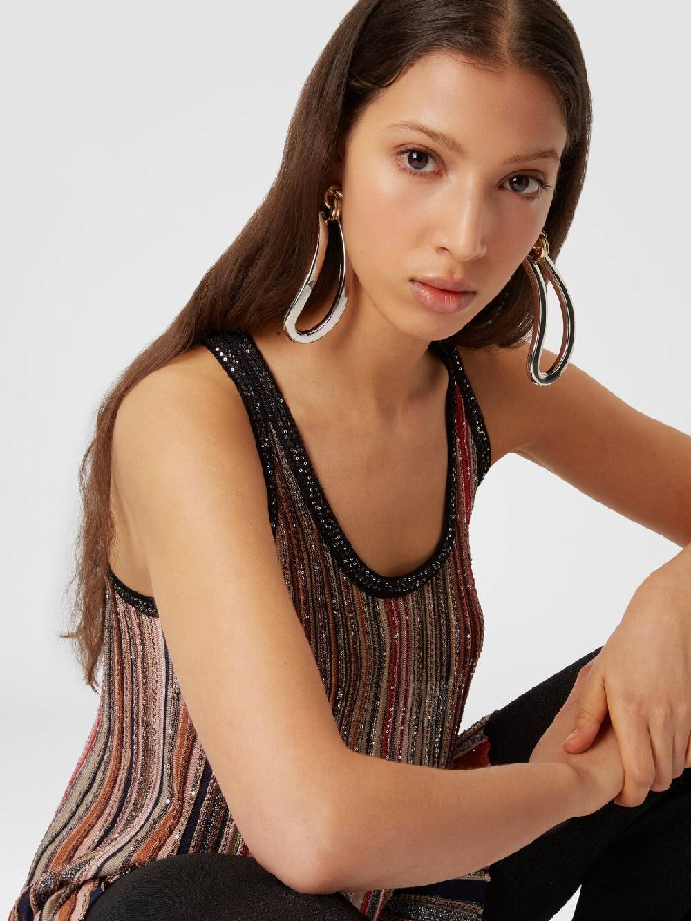 Missoni Canottiera in maglia a righe verticali con paillettes Saldi