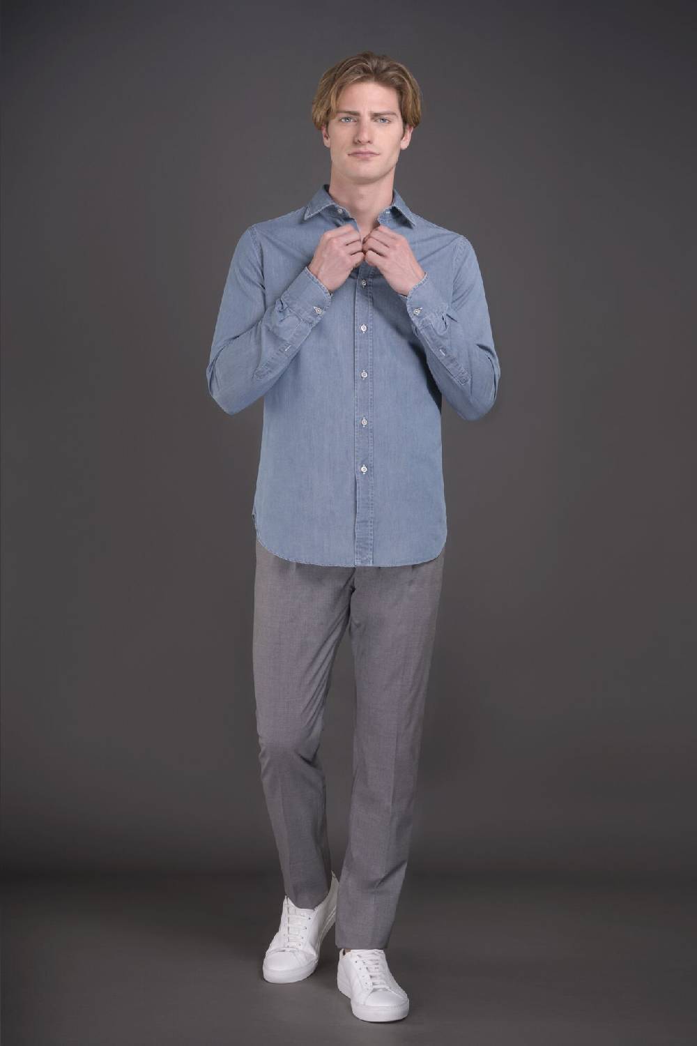 Moorer Camicie HAROLD-65 LIGHT DENIM Offerte