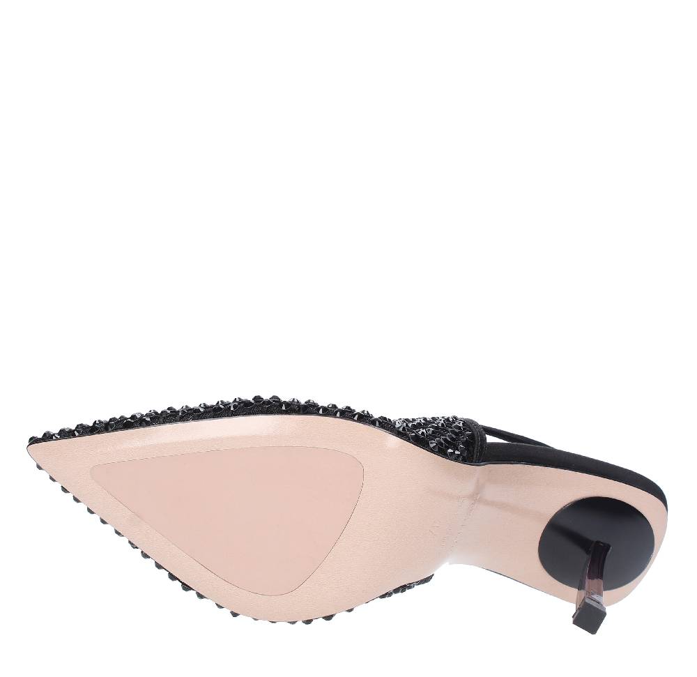 LE SILLA Sandali Slingback in pelle raso nylon e cristalli Qualità Garantita