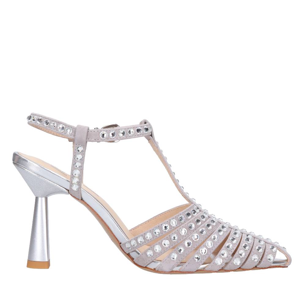 EMANUELLE VEE Décolleté Slingback in pelle e strass Promozione