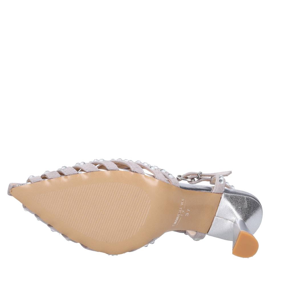 EMANUELLE VEE Décolleté Slingback in pelle e strass Promozione