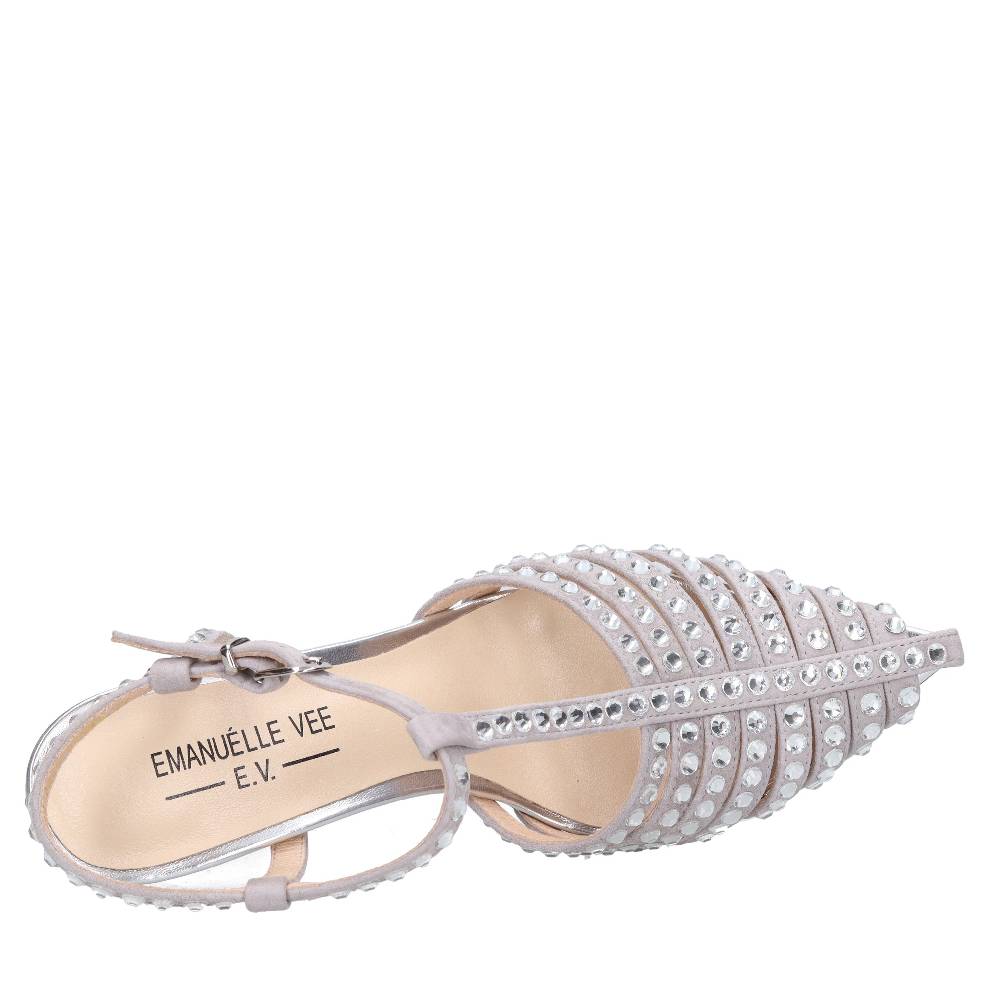 EMANUELLE VEE Décolleté Slingback in pelle e strass Promozione
