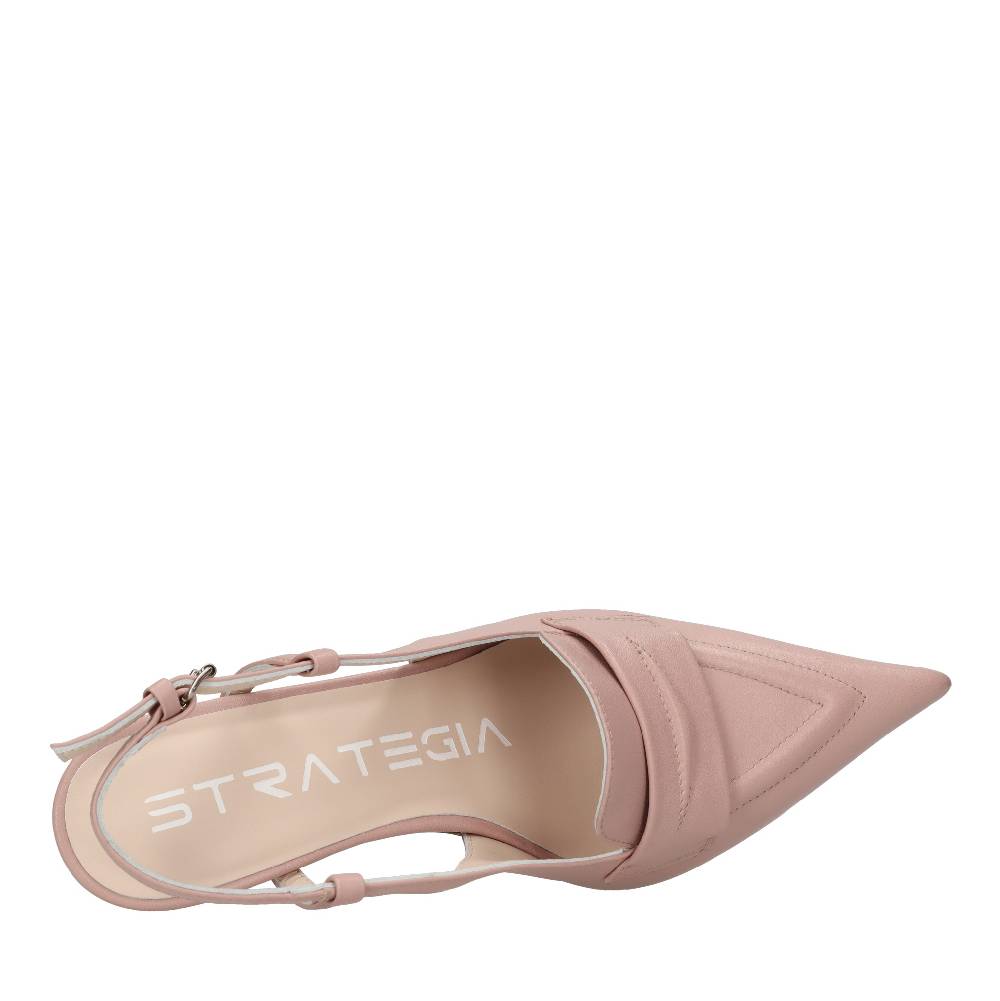 STRATEGIA Décolleté slingback in pelle In Vendita