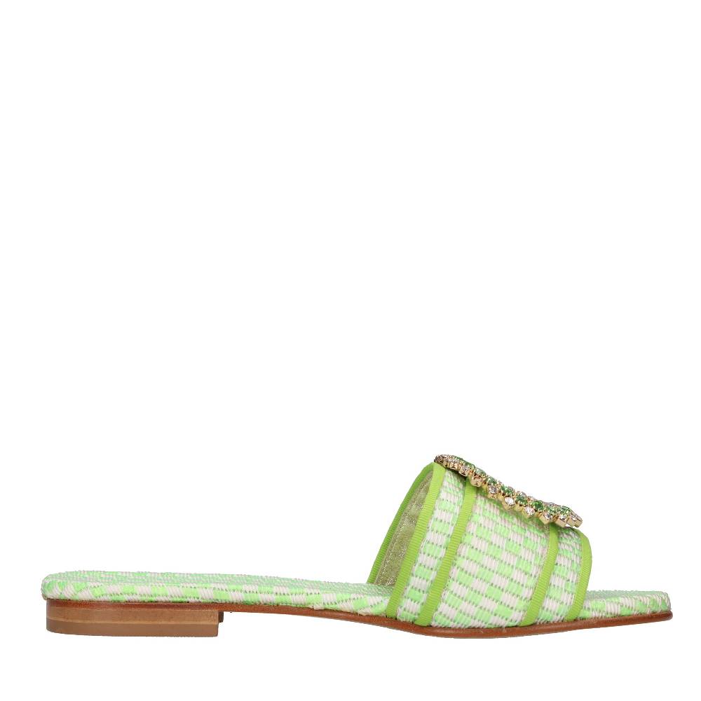EMANUELA CARUSO Mules in rafia e tessuto Outlet