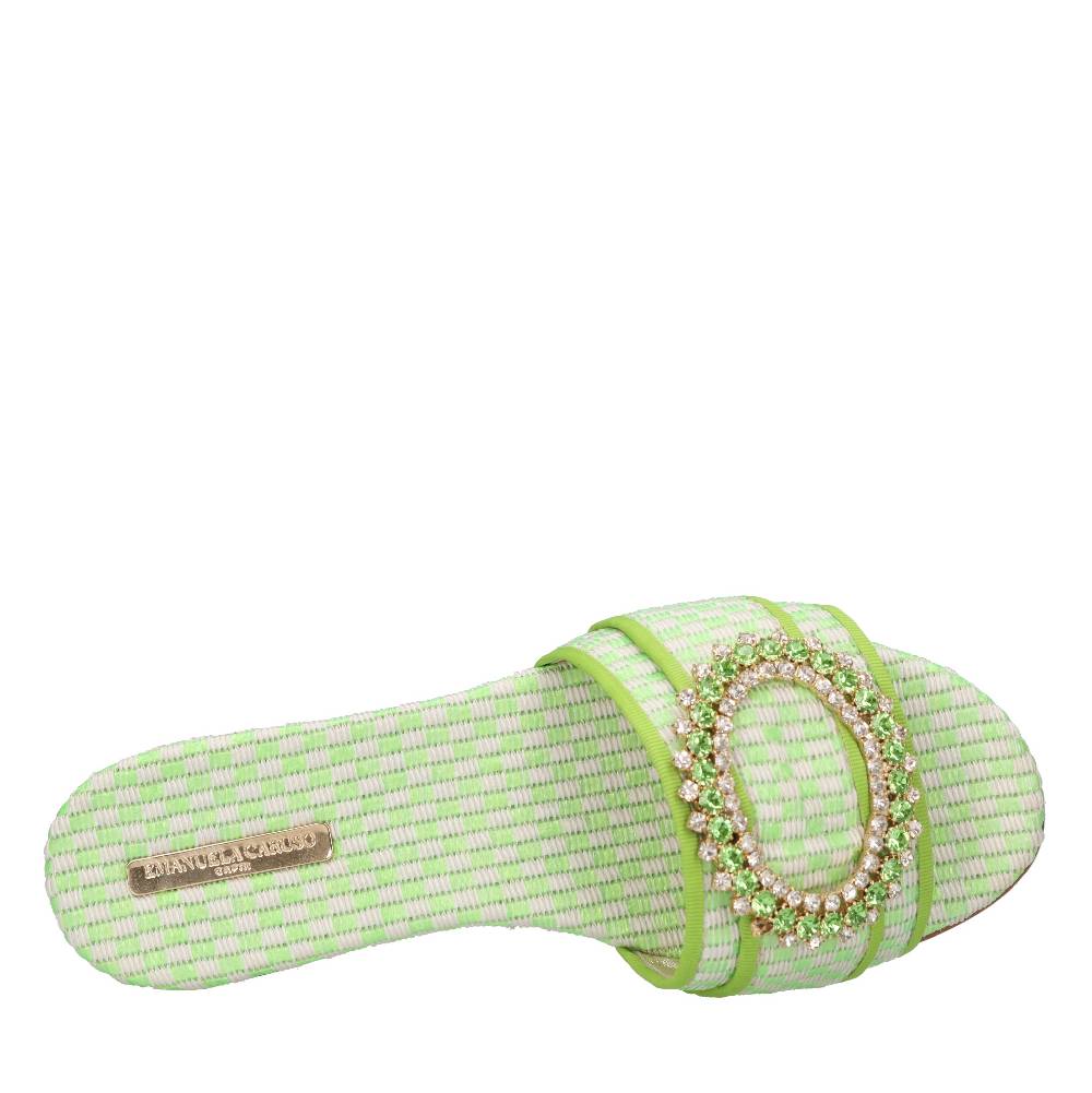 EMANUELA CARUSO Mules in rafia e tessuto Outlet