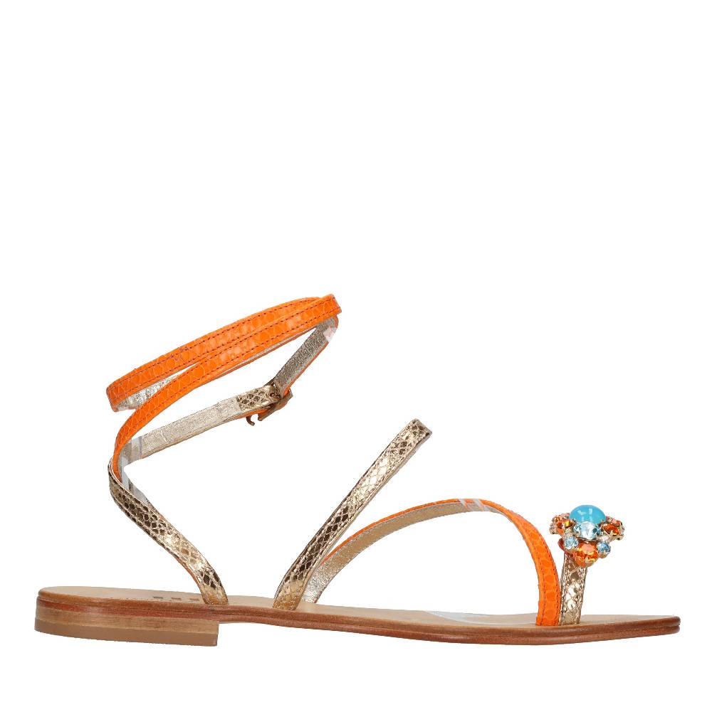 EMANUELA CARUSO Sandali flat infradito in pelle Black Friday