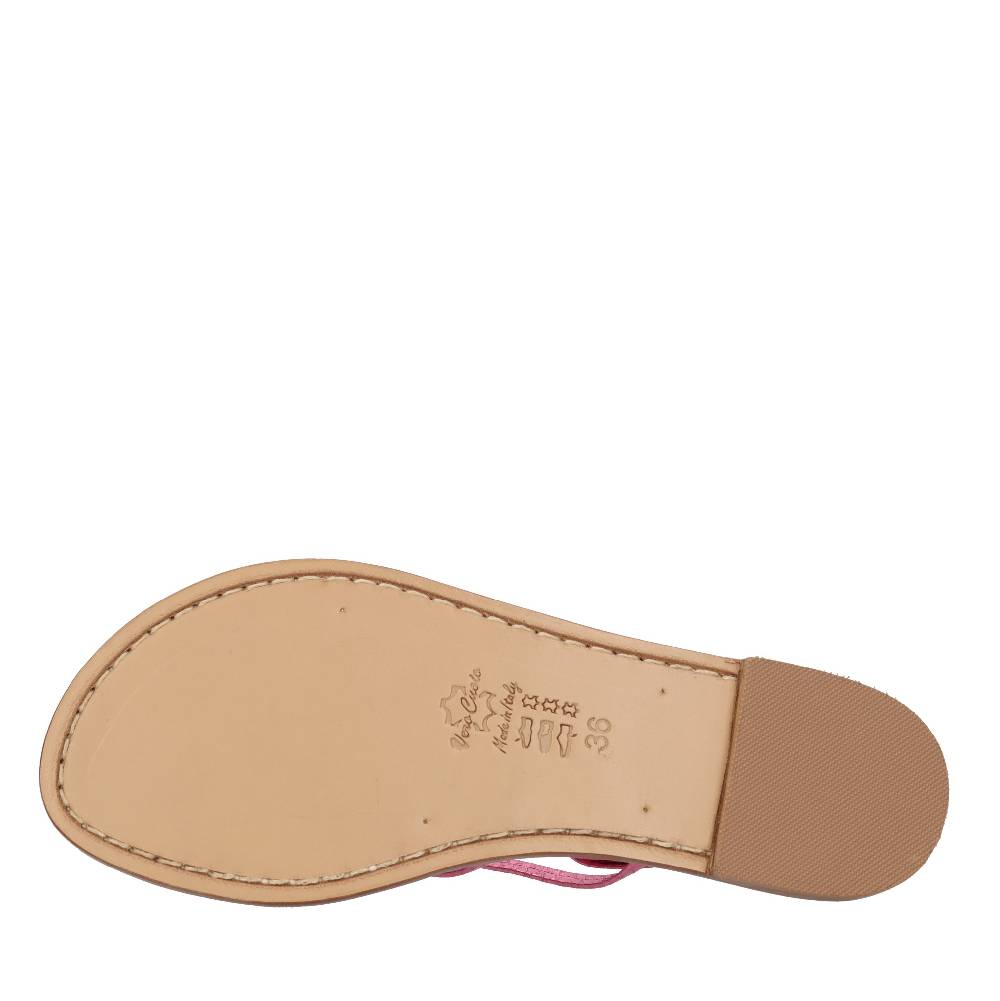 EMANUELA CARUSO Sandali flat infradito in pelle Vendita Calda