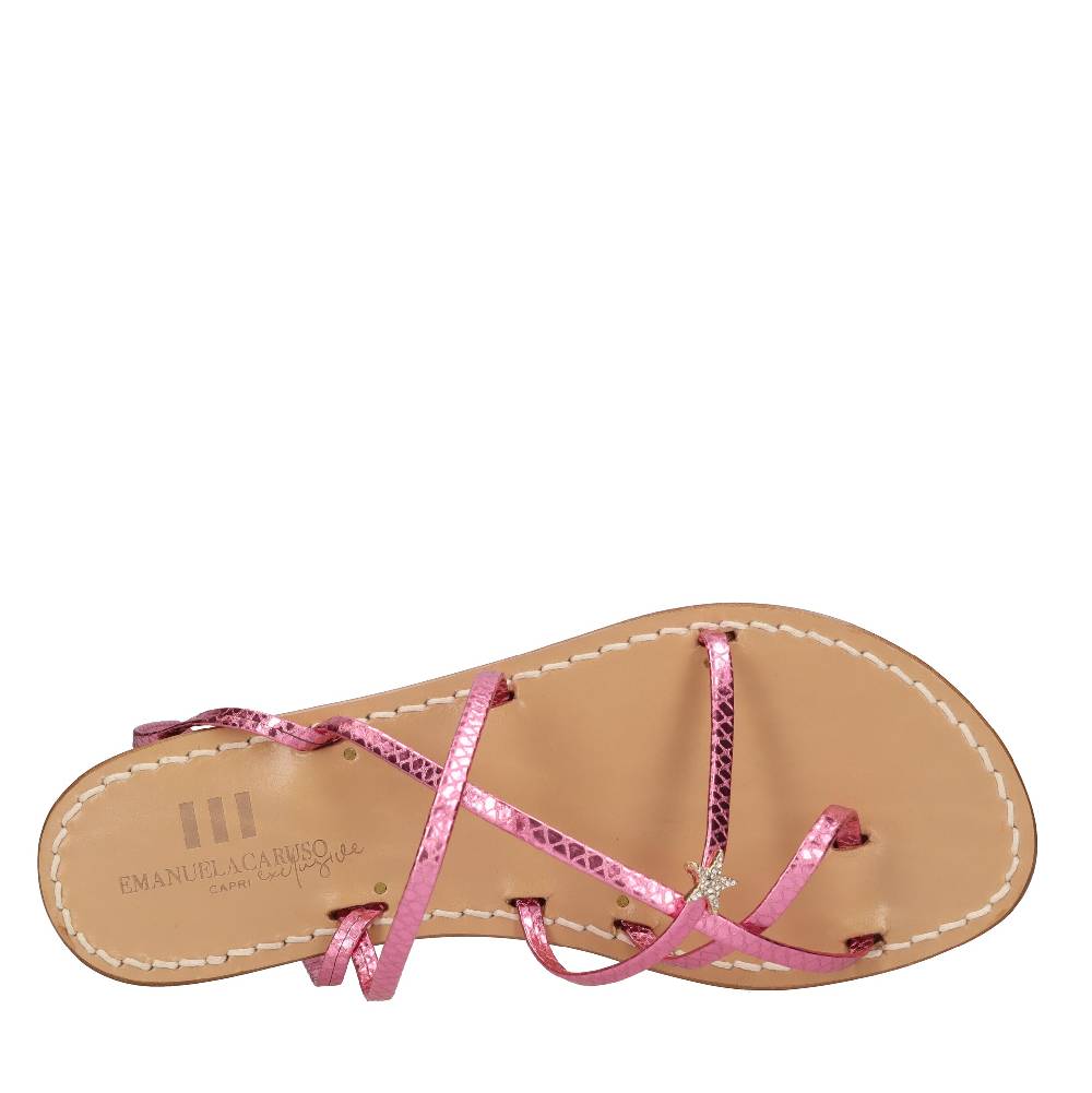 EMANUELA CARUSO Sandali flat infradito in pelle Vendita Calda