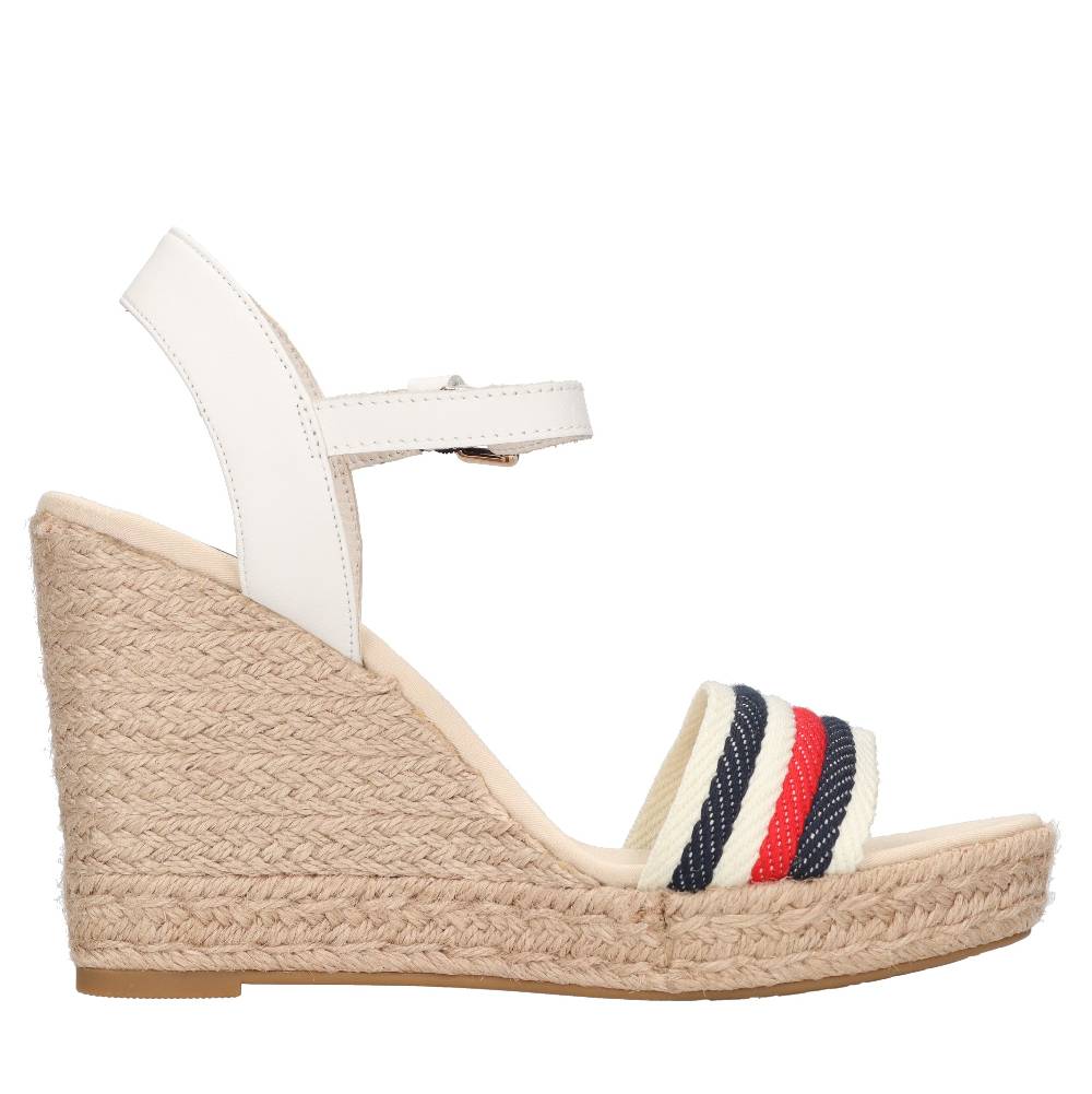 TOMMY HILFIGER Sandali con zeppa in pelle e tessuto Pezzi Unici