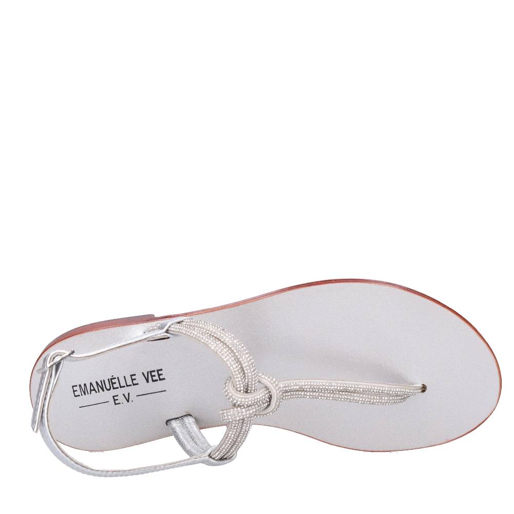 EMANUELLE VEE Sandali infradito in pelle e strass Acquista Ora